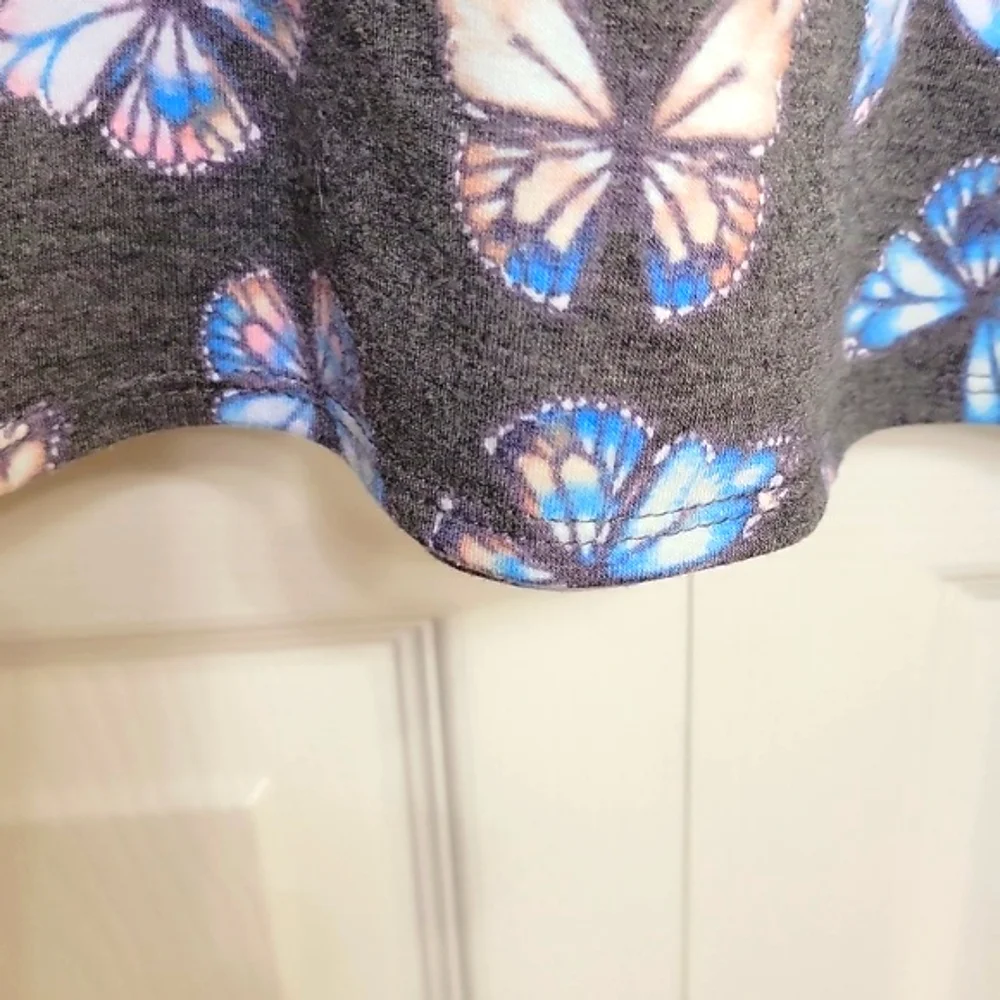 Art Class Girls Butterfly Print Hoodie Sweatshirt Grey Long Sleeve XL 14/16